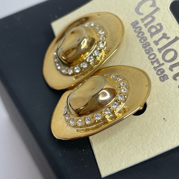 Charlotte Accessories Gold Fashion Cowboy Cowgirl Earrings with Rhinestones - Picture 3 of 6